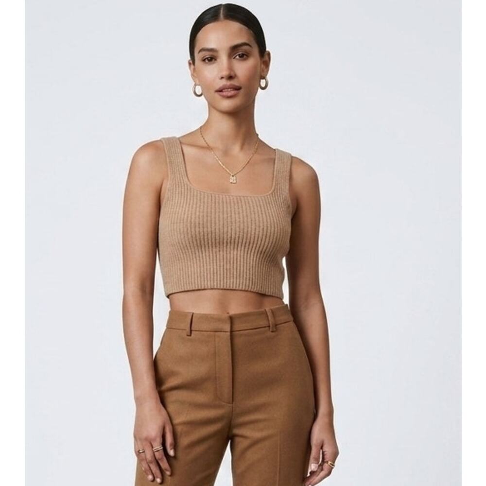 Everlane Crop Tank Top Size Large Cozy Soft Stretch Knit Woolโ Blend Camel Tan